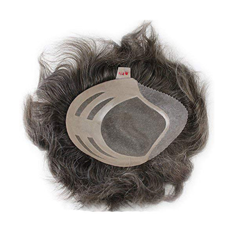 Toupee For Man's Hair Replacement System Wigs With Soft Thin 10"X 8" Mono Lace Hairpiece 90% #5 Brown Human Hair Mixed 10% Grey Hair - Image 5