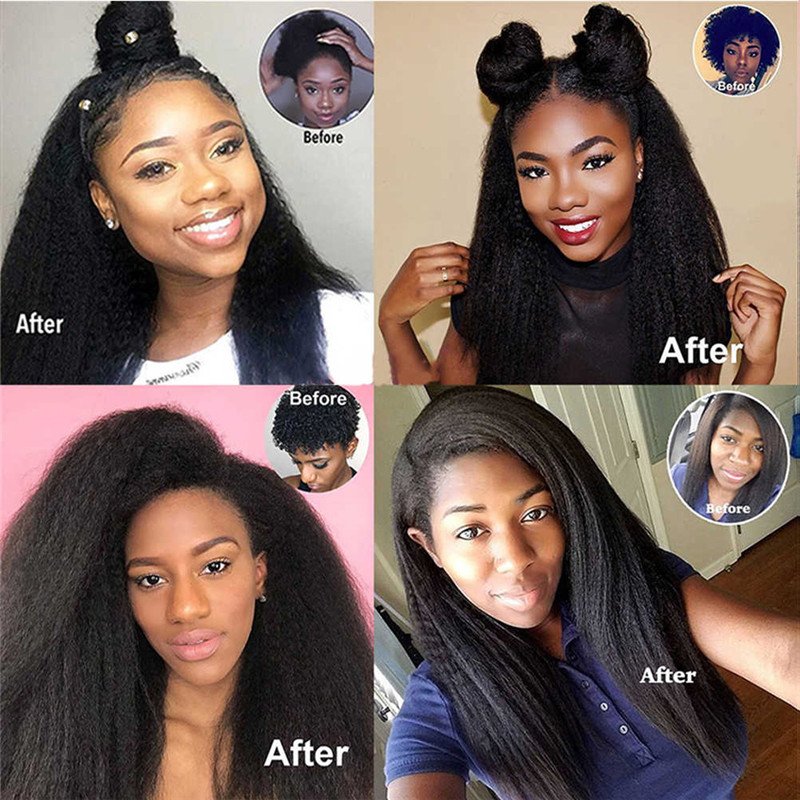 Kinky Straight Lace Front Wig Remy Peruvian 13x4 Lace Front Human Hair Wigs For Black Women Yaki Straight Human Hair Wigs - Image 3