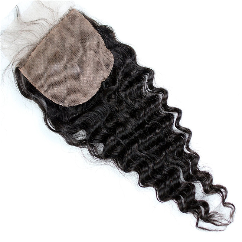 Brazilian Remy Hair Deep Wave Silk Base Closure 4x4 Human Hair Free Middle 3 Part Silk Lace Closure 16inch - Image 3