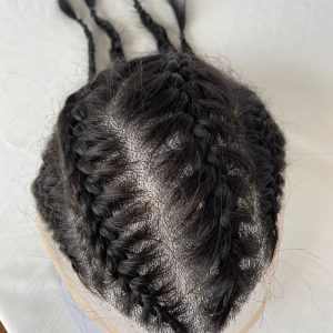 Toupee For Men Four Braids Aka Double Braids Mens Hairpiece100% Human Hair Mono Base with PU Hair Replacement for Men Base Size 8x10 inch Mens Toupee 12 Inch Long Hair - Image 4