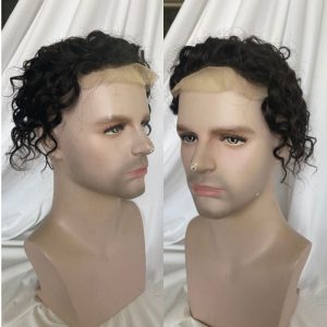 Toupee for Man Lace Front PU Around Men Toupee Loose Curly 14x19 cm 1B Color 100% Human Hair Replacement Systems - Image 5