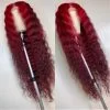 Peruvian Hair Red and Dark Red Ombre Deep Wave Lace Front Wig