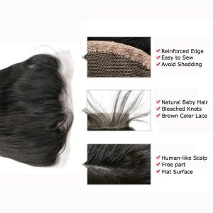 13X6 Lace Frontal Closure Human Hair Malaysia Remy Hair Straight Natural Color Density 130% In Stock - Image 3