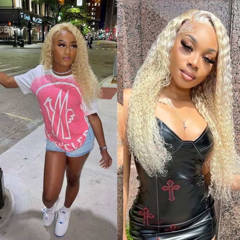 613 Blonde Kinky Curly Lace Wigs Hd Lace Front Wigs 100% Human Hair Wigs 180% Density Pre Plucked - Image 5