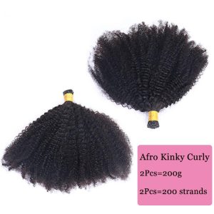 4B 4C Afro Kinky Curly I Tip Microlinks Hair Extensions Brazilian Virgin Human Hair Weave Bundles I Tip Extension 3S Pwigs - Image 3
