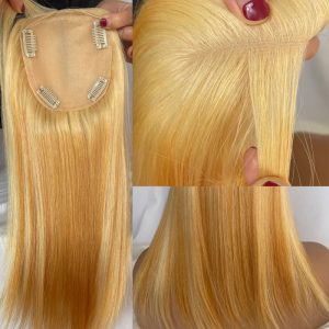16Inch Human Hair Middle Part Silk Base Topper 4.7x5" Silk Base Closure Top Hairpieces Replacement Clip in Crown Toupee Topper Hair Pieces for Women - Image 5