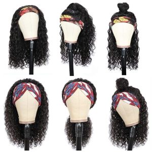 Headband Wig Human Hair Water Wave Headband Wigs For Black Women Brazilian Virgin Hair Wet and Wavy Headband Wig - Image 3