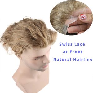 Men's Toupee 10"x8" Human Hair Thin Skin Hairpiece Hair Replacement Wigs Mono Lace Net Base for Men #21 Ash Blonde Color - Image 11