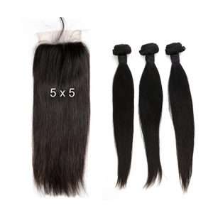 5x5 Straight Lace Closure With Baby Human Hair With Bundles Brazilian Remy Hair Closure Free Part Natural Color - Image 5