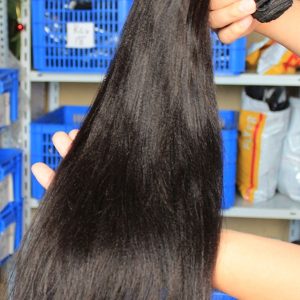 Peruvian Human Hair Yaki Straight Hair Weave Natural Color 3 Bundle Hair Deals