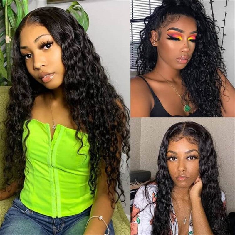 Water Wave 13*6 Hd Transparent Lace Front Wig Human Hair Wet And Wavy Wigs Pre Plucked For Sale - Image 4
