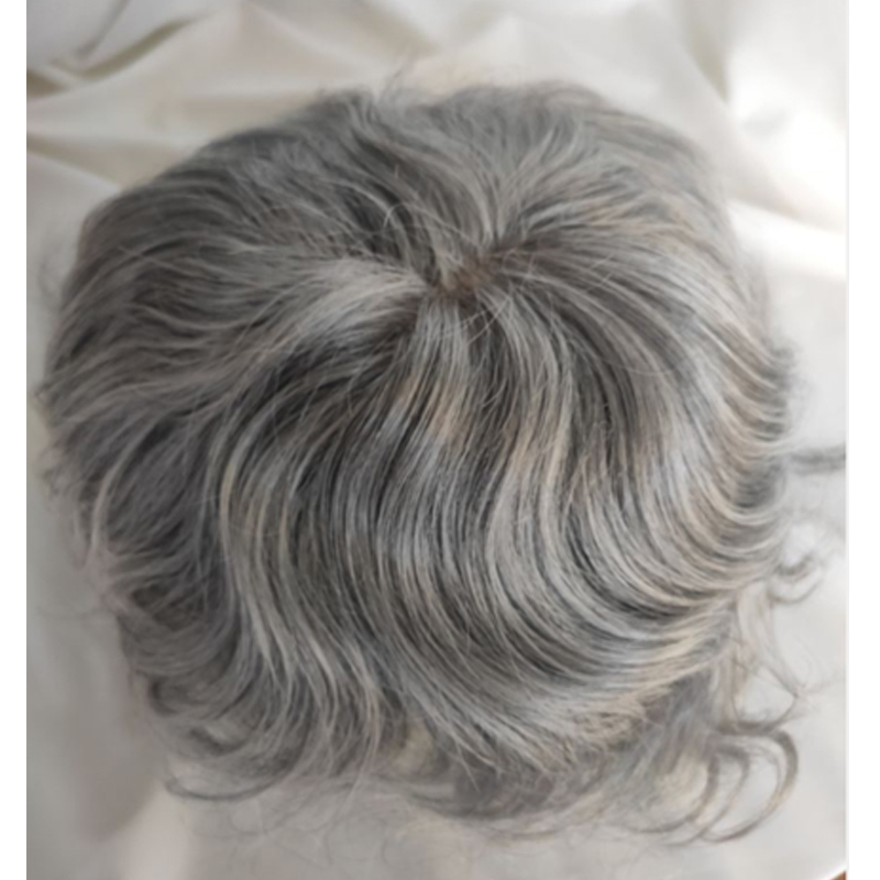 Pwigs Hairpiece Full French Lace Mens Toupee Bleached Knots Men Toupee Human Hair Wig Indian Remy Hair System Breathable 8x10 Toupee 18# Color - Image 22