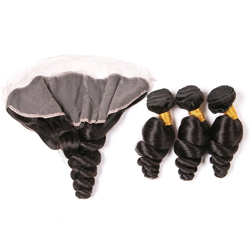Loose Wave Hair Bundles With Closure 8A Full Lace Frontal 13X4 Wavy Human Hair Extensions 3 Bundle Double Weft - Image 4