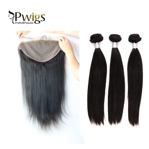 Straight Extensional Hair 13x6 Lace Frontal Closur With 3pc Bundles Baby Human Hair - Image 6