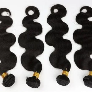 Alternative view of Body Wave Human Hair Bundles of Hair Extensions for Sale Brazilian Remy Hair Weft 1B Natural Color
