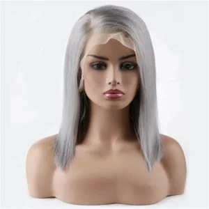 Human Hair Lace Front Bob Wig Yellow Short Style