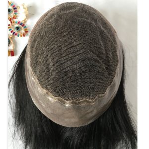 Men Toupee Q6 French Lace Base With PU Banded Easy Wear Breathable Lace Men's Human Hair Toupee Lace Base 1B Color - Image 6