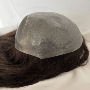12inch Full Skin Pu Base Long Human Hair Men Toupee Natural Hairline Men Toupee Silky Straight Wave 8x10 #2 Dark Brown Color Men Wigs - Image 7