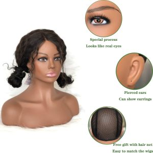 Realistic Female Mannequin Head with Shoulder Manikin PVC Head Bust Wig Head Stand with Makeup for Wigs Display Making,Styling,Sunglasses,Necklace Ear - Image 15