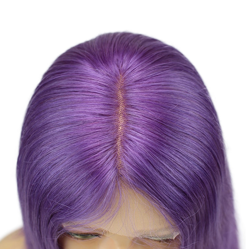 Purple Short Bob 13x6 Lace Front Wigs Remy Hair Middle Deep Part Shoulder Colored Human Hair Wig Baby Hair - Image 6