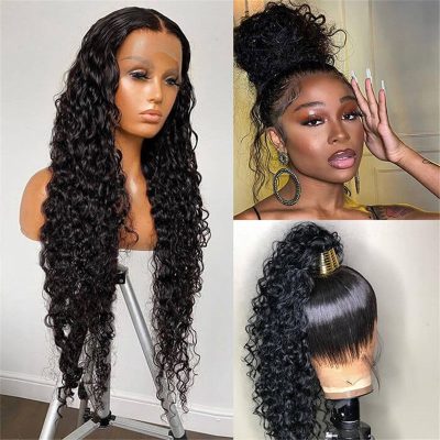 Water Wave Wigs 360 Lace Frontal Wigs Glueless Human Hair 130% 180% Density Natural Looking Wigs