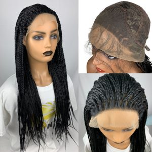 Alternative view of Box Braided Wigs For Black Women Braiding Hair 13X6 Micro Braids Wig Lace Front Wig Braided Wig Fake Scalp Synthetic Heat Resistant Fiber Micro Croche