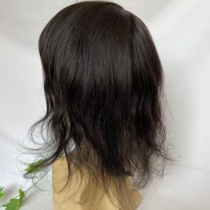 Pwigs Toupee for Men Full Thin Skin PU Cap Base 12inch Long European Human Hair Men Toupee Natural Hairline Hair System 613 Blonde Brown 1B Color Men Wigs - Image 7
