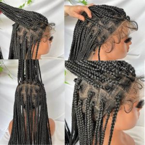 Full Lace Ombre Wigs 36 Inch double Lace Front Box Braided Wigs Knotless Lace Frontal Wig Synthetic Black Hand Braided Cornrow Braids Wigs With Baby Hair - Image 11