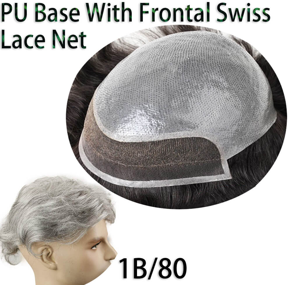 Hairpieces Replacement System For Men Swiss Lace Net With Half Pu Around Hair 100% European Remy Human Hair 10x8 - Image 16