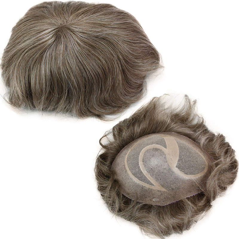 Toupee for men Hair pieces 100% European Virgin Human Hair Replacement System For Men 10"x8" Human Hair Toupee Men Hair Piece #18 Light Brown Color - Image 23