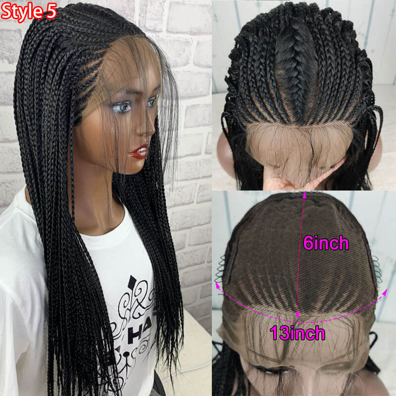 Pure Handmade Box Braided Synthetic Hair Micro Braids Wig For Sale Lace Front Wigs With Baby Hair For Women Burgundy Color - Image 8
