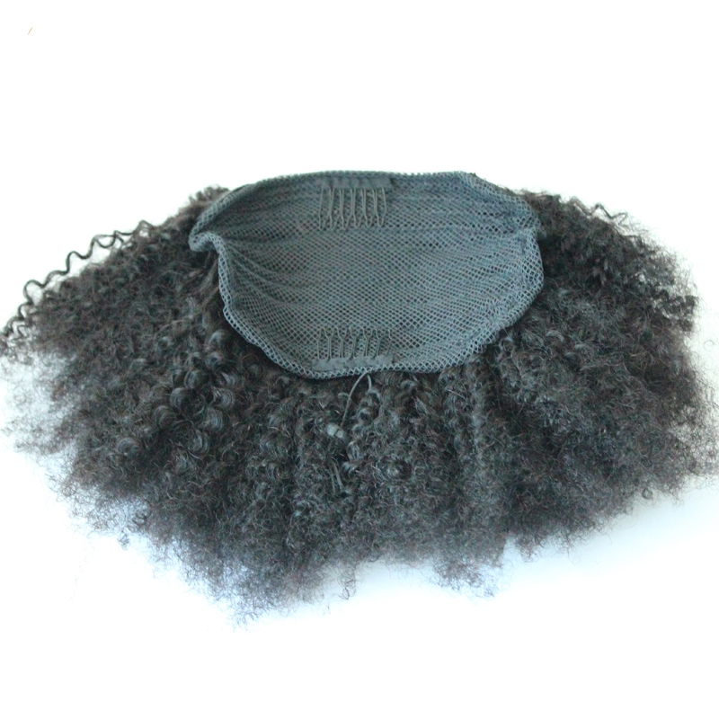 4B 4C Afro Kinky Curly Ponytails Clip In Human Hair Non Remy Hair Natural Color - Image 3