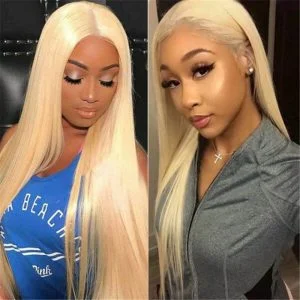 Alternative view of 150% Density Straight Hair 4X4 Hd Lace Closure Wig #613 Blonde 100% Human Hair Wig For Women