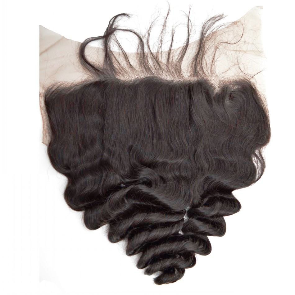 Ear To Ear Peruvian Lace Frontal Closure With Baby Hair 13X6 Loose Wave Natural Color Density 130% - Image 2
