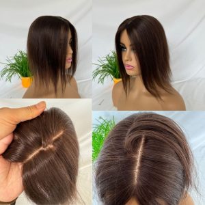 Brown 7x13cm Silk Base Human Hair Topper With Clips In Silk Top 100% Cambodian Human HairToupee for Women Hairpiece