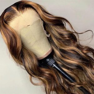 Brown 13x4 Lace Front Wig Honey Blonde Body Wave Brazilian Remy Highlight Ombre Lace Front Human Hair Wigs For Women 10-28inch - Image 3