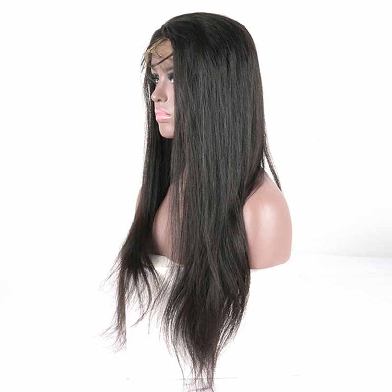 Natural Color Light Yaki Brazilian Remy Hair Lace Front Human Hair Wigs With Baby Hair Bleached Knots Pre-Plucked Hair Line On Sale - Image 4