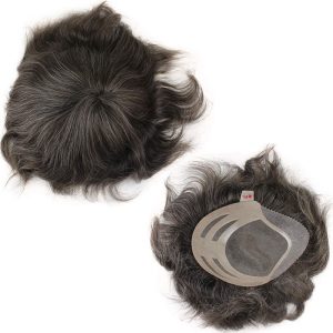 Toupee For Man's Hair Replacement System Wigs With Soft Thin 10"X 8" Mono Lace Hairpiece 90% #5 Brown Human Hair Mixed 10% Grey Hair - Image 12