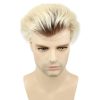 Ombre T60 Platinum Blonde and Black 6-7 Inch 100% Human Hair Men's Toupee Super Thin Mono Lace with PU Around Ombre Blonde 60 Color10" x 8" Toupee