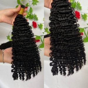 3B 3C Camodian Hair Kinky Curly Microlinks Human Hair Extensions Vrigin Hair Weave Bundles I Tip Hair Extensions Bulk Natural Black Color - Image 5
