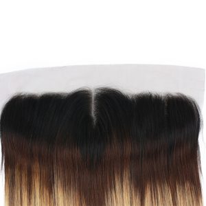 Middle Part Ear To Ear 13x4 Full Frontal Lace Closure Straight Hair Bleached Knots With Baby Hair Color 1BT4T27 - Image 2