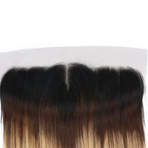 Alternative view of Middle Part Ear To Ear 13x4 Full Frontal Lace Closure Straight Hair Bleached Knots With Baby Hair Color 1BT4T27