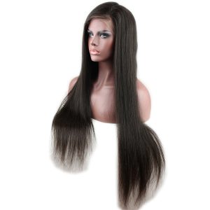Glueless Full Lace Wig Silk Straight Brazilian Remy Human Hair Free Part Natural Hairline for Black Women Natural Color 24 inch - Image 3