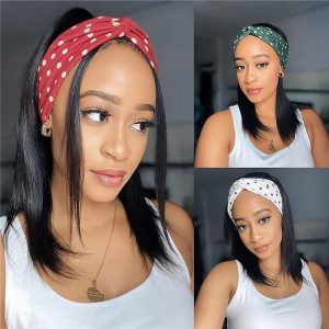 Human Hair Headband Wigs 20 Inch Straight Hair Headband Wigs for Black Women Human Hair Glueless None Lace Front Straight Headband Wigs - Image 3