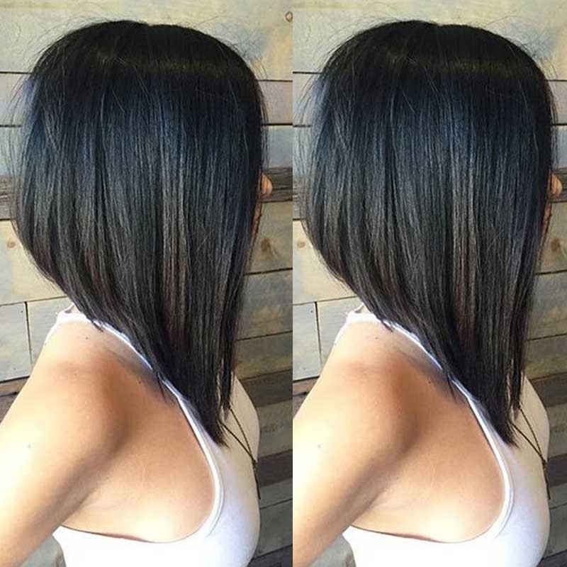 250% Density Short Straight Human Hair Bob Wig For Women Natural Color - Image 3
