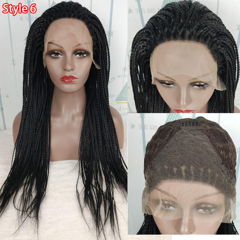 Goddess Box Braids Crochet Hair Bohomian Crochet Box Braids Curly Ends 13X3 Synthetic Lace Front Wigs For Women - Image 9