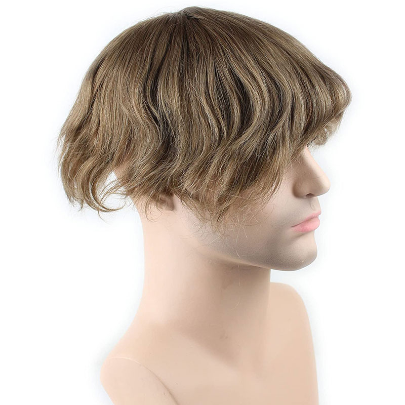 Toupee for men Hair pieces 100% European Virgin Human Hair Replacement System For Men 10"x8" Human Hair Toupee Men Hair Piece #18 Light Brown Color - Image 6