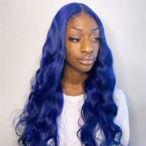 Alternative view of Straight Blue Lace Front Human Hair Wigs For Black Women 150% Density  Remy Malaysian Lace Frontal Wigs Pre Plucked Closure Wig
