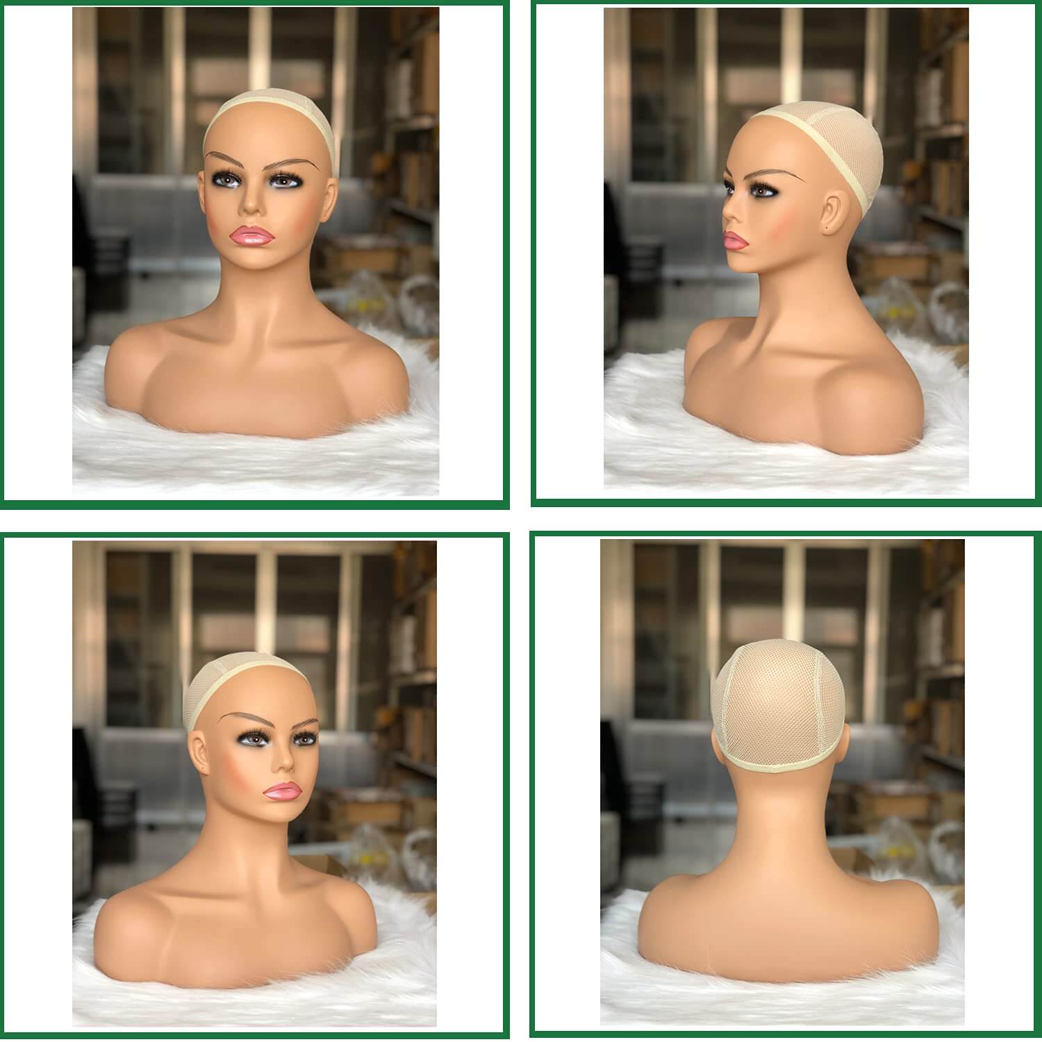 Realistic Female Mannequin Head with Shoulder Manikin PVC Head Bust Wig Head Stand with Makeup for Wigs Display Making,Styling,Sunglasses,Necklace Ear - Image 21