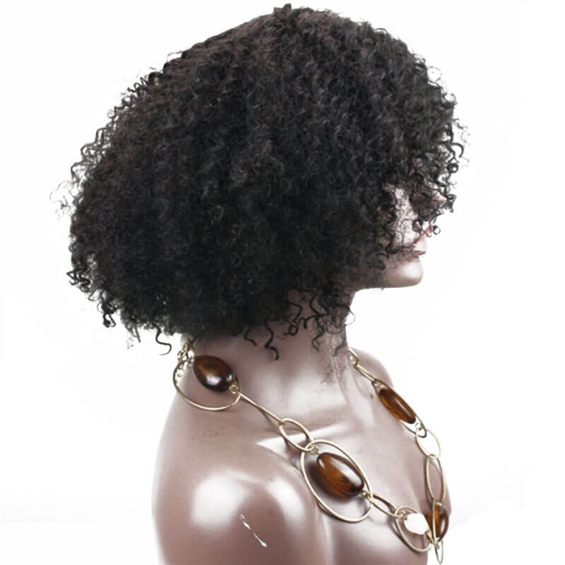300% High Density Short Kinky Curly Brazilian Human Hair Wigs Afro Kinky Curly Wig for Women 14 inch - Image 4